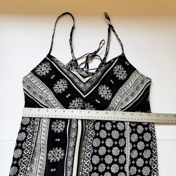 O'Neill Casty Maxi Dress Ivory Black Boho Beachy Strappy Sz L - Picture 12 of 16